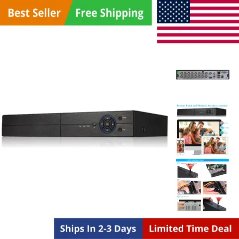 16CH 1080P Lite 5-in-1 HD Analog Hybrid DVR&NVR Supports Up to 5MP  Camera+10...