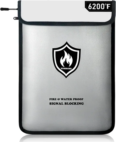 6200°F Upgraded Fireproof Document Bag, 15.7 X 11.4 Faraday Bag, Fireproof Money