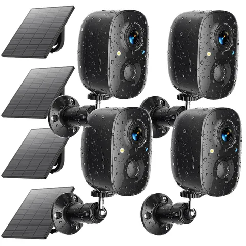 JESIOO Security Cameras Wireless Outdoor 2K Solar Powered WiFi Cameras for Ho...