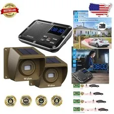 Wireless Driveway Alarm 1800ft Solar Motion Sensor, Weatherproof, Rechargeabl...