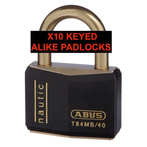 ABUS 40mm X 10 KEYED ALIKE Nautical Marine Padlocks-Abus Padlock-T84MB40BLKKA1