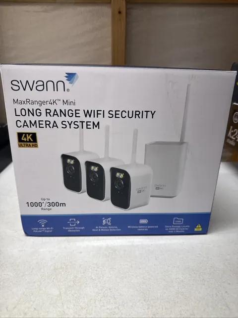Swann MaxRanger Mini 4K Wireless Security System, 3-Pack