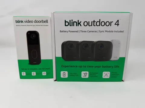 Blink Outdoor 4 (4th gen) 3 Camera System+Sync Module + 1 Video Doorbell Bundle