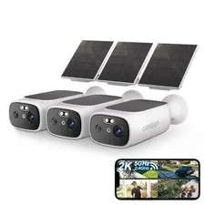 3Pcs 2K 5G WiFi Solar Camera Outdoor for Home Security with Double Solar Panels