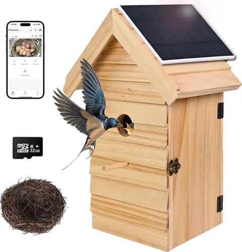 Smart Bird House with Camera, 2.4G WiFi & App Alerts, 160° Wide View 1080P HD Wi