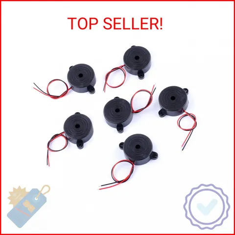 Cylewet 6Pcs 100dB Electronic Buzzer Alarm Sounder Continuous Sound Beep (Pack o
