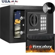 Intelligent Sensor Light Fireproof Security Safe Box Portable Money Lock Box New