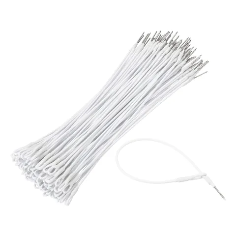 100Pcs Security Tags Lanyards Wire Loop (8", White), Steel Wire Cable Loop