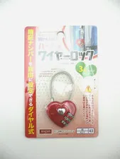 Metal HEART Shaped Number Dial Wire Padlock Red BN