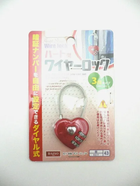 Metal HEART Shaped Number Dial Wire Padlock Red BN