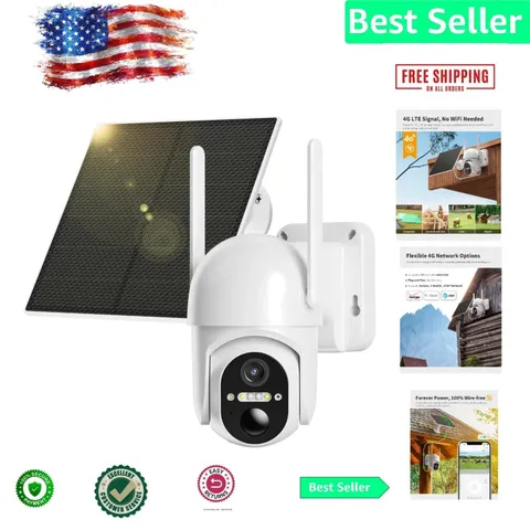 Wireless 2K Solar Security Camera with SIM - Color Night Vision, Motion Alerts