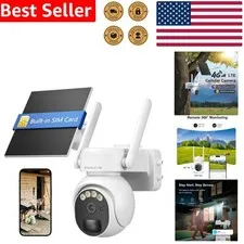 Solar 4G LTE Security Camera Outdoor Wireless PTZ 2K HD Motion Detection Cloud