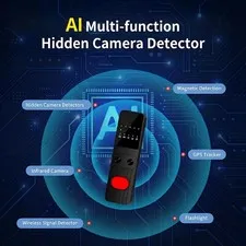 2026 AI Hidden Camera Detector Black 5 Sensitivity Levels Protection Device