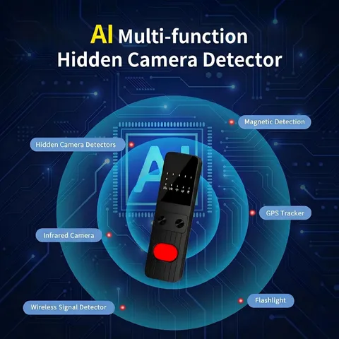 2026 AI Hidden Camera Detector Black 5 Sensitivity Levels Protection Device