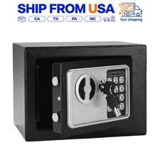 17E Small Wall Safe with Digital Keypad Steel Security Box for Home Office Black