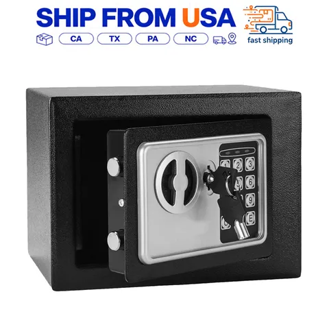 17E Small Wall Safe with Digital Keypad Steel Security Box for Home Office Black