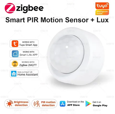 Tuya 2 in 1 Zigbee Mini PIR Motion Detector + Bright Lux Light Passive Infrared 