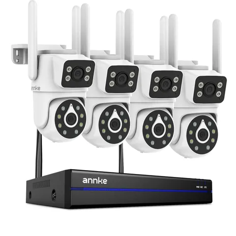 ANNKE 4MP PT Dual Lens Wifi Security Camera System Wireless Two Way Audio Color