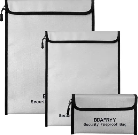3 Pcs Fireproof Waterproof Money Important Document Bag(2000?),Fire Proof Bag fo