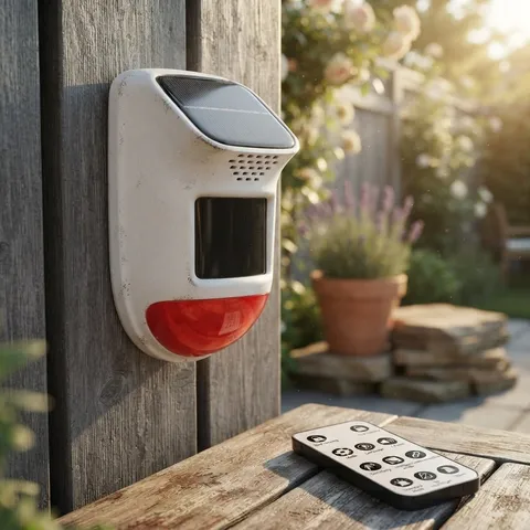 120dB Solar Motion Sensor Alarm - Waterproof Siren with Remote & Strobe Light