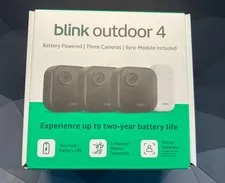 Blink Outdoor 4 Wi-Fi Outdoor 3-Camera Security System With Sync - Black - NEW