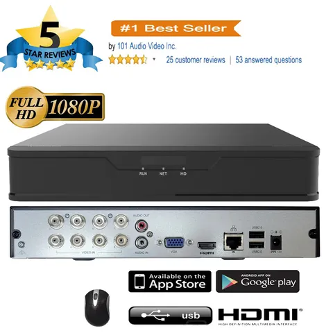 8 Channel DVR Home Security 1TB HDD 1080P 5MP Lite Analog 4MP IP Camera (no PoE)