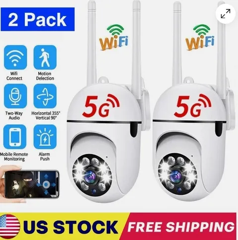 2-Pack Wireless 5G WiFi Security Camera System Smart Outdoor Night Vision 1080P