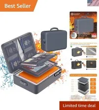 Upgraded Waterproof Fireproof Document Organizer - 8-Layer Security with Lock