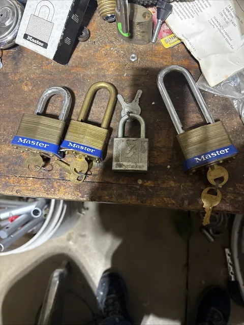 Four Locks With Keys, Three Master, Heavy Duties & Slay Maker All Cylinder Locks