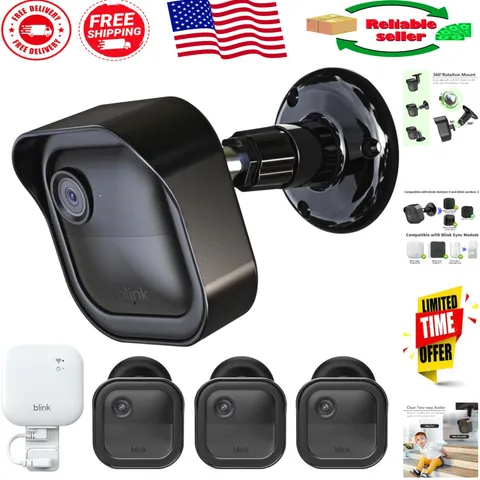 Black Protective Covers for Blink Outdoor Cameras - 3 Pack with Sync Mount