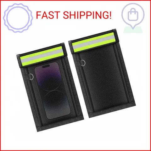 2 Pack Faraday Bags for Phones & Car Keys, Cell Phone Signal Blocking Pouch, Ant