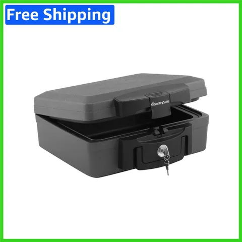 Robust Fireproof & Waterproof Lock Box - Compact and Portable Safe, 13x14.3x6.1