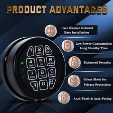 Gun Safe Lock Replacement Digital Keypad for Gun Safes & Home Security Boxes