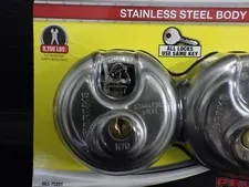 Padlock set of 2 Brinks Promax Security Can Key the same Stainless Steel NEW