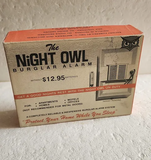 1950’s The Night Owl Burglar Alarm NIB MCM Retro Missing Key