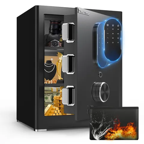 Safe Box, Money Safe with Fireproof Waterproof Bag, Medium Size Safes with Di...