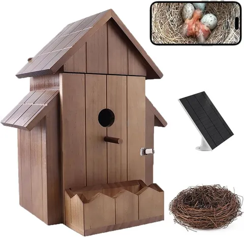 Smart Bird House with Camera, 1080P HD Wifi Outdoor Bird Box. Features Auto Capt