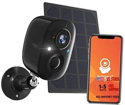 Upgrade Solar Camera Security Outdoor Wireless, 1 Pack Solar Camera Black