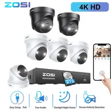 ZOSI 8CH NVR 4K PoE Security Home Two-Way Audio Camera IP66 Outdoor System 2TB