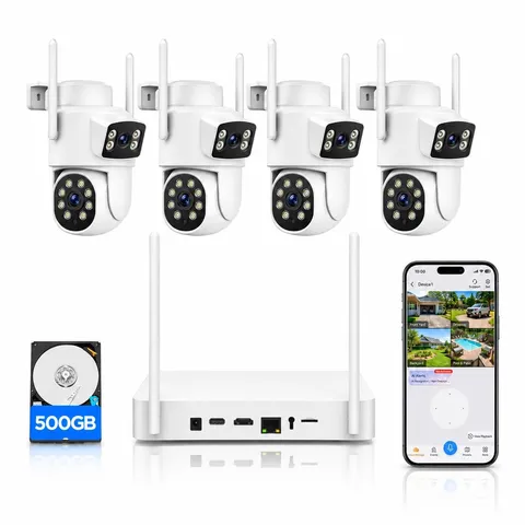 4 Camera Wireless Security System PTZ 10CH NVR 500GB