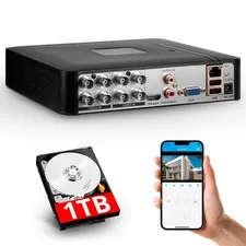 8 Channel H.265+ 5MP Lite DVR HD 1080p Recorder +1TB for Security Camera System
