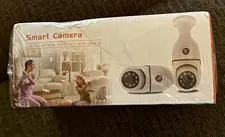Smart Camera Wi-Fi Light Bulb Camera Dual Lens/Screen 360, 2-Way Audio White