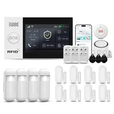 Wireless Home Security System,4.3in Touch Screen Alarm System,21Piece WiFi/4G...