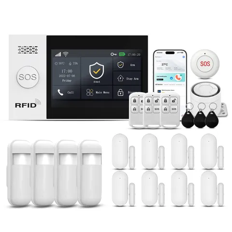 Wireless Home Security System,4.3in Touch Screen Alarm System,21Piece WiFi/4G...