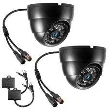 2 Pack Black CCTV Camera 2MP 5-in-1 Full Color Day Night Home Security Cam