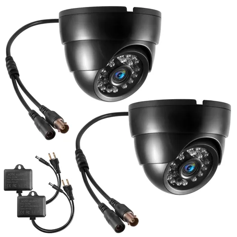2 Pack Black CCTV Camera 2MP 5-in-1 Full Color Day Night Home Security Cam
