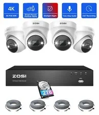 ZOSI 8CH 4K POE 2TB HDD NVR Security 5MP Camera System AI Human Vehicle Detect
