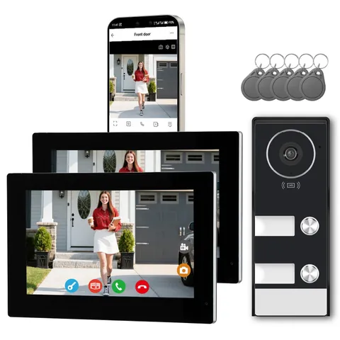 KeonBell Smart Home Video Intercom System,Wired Video Doorbell with 2X 7-inch...