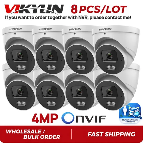 8 Pack Vikylin 4MP POE Camera Onvif Outdoor Indoor IR 30M Audio IVS Security US