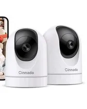 Cinnado D1 2K Indoor Security Camera - 2 Pack | Pan/Tilt, Night Vision, AUDIO